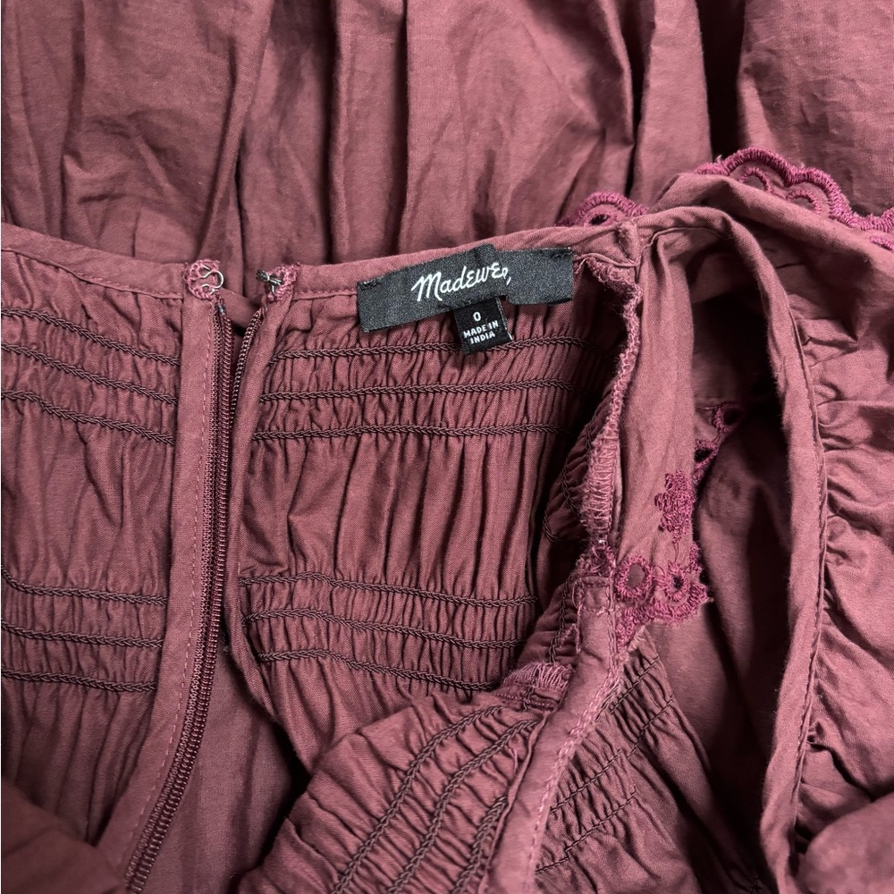 Madewell Burgundy Eyelet Maxi Dress with Ruffle Details - Picture 3 of 4